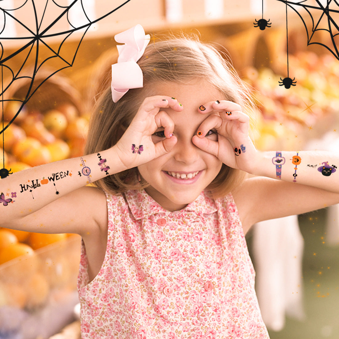 Halloween Ankleide Aufkleberpaket: Temporäre Tattoos, Nagelaufkleber &amp; Mehr 1000P