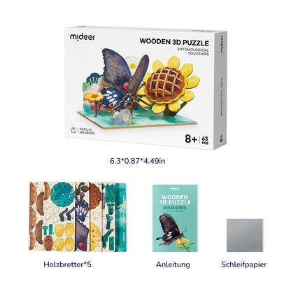 Holz 3D Puzzle: Papilio Memnon