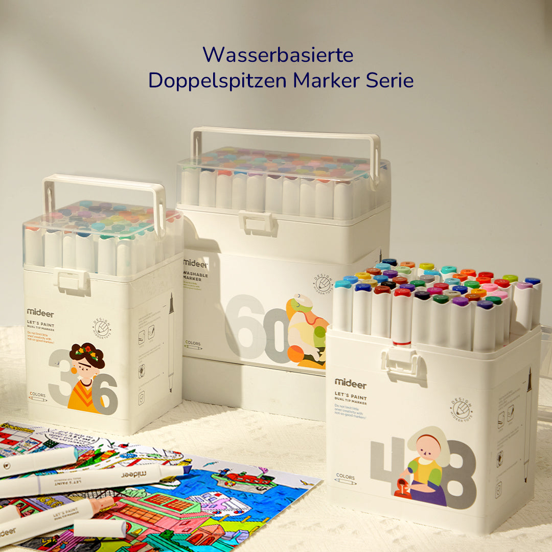 Lass uns malen! Wasserbasierter Marker mit Doppelspitze 24 Farben