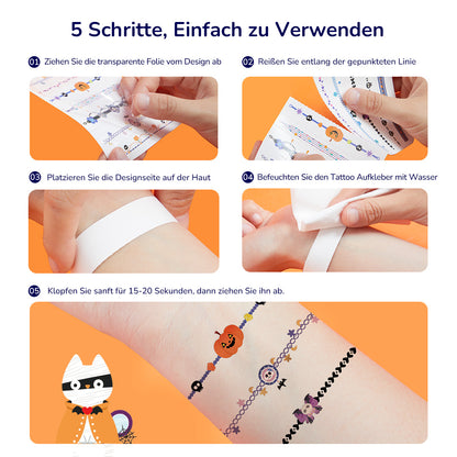 Halloween Ankleide Aufkleberpaket: Temporäre Tattoos, Nagelaufkleber &amp; Mehr 1000P